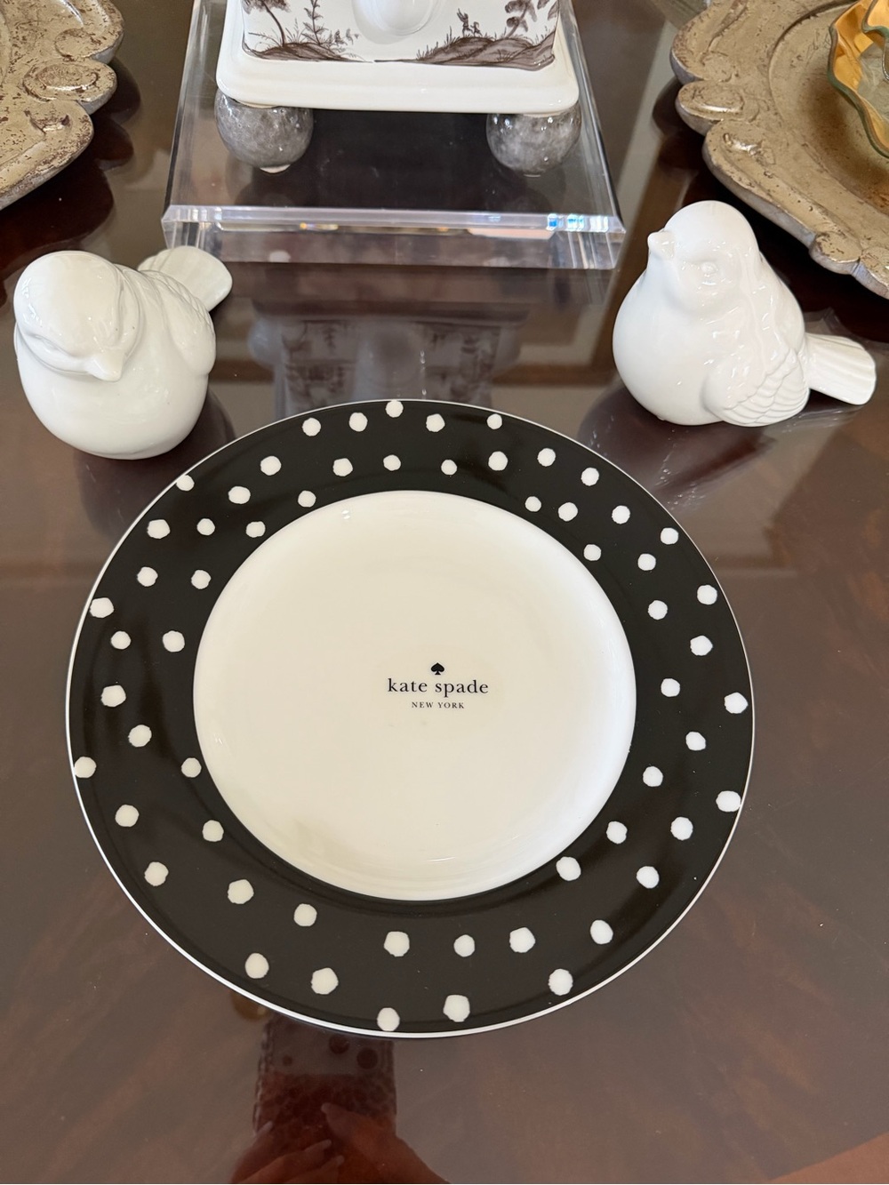 kate spade set (5) and Black Polka Dot Dinner Plate